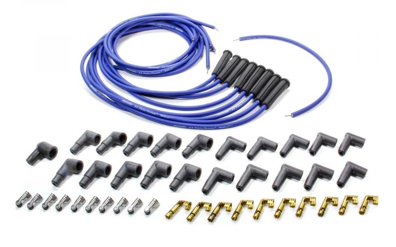 Flame Thrower 8mm Spark Plug Wires Set High Performance Universal Fit 180 Degrees 8 Cylinder Blue Model 808380