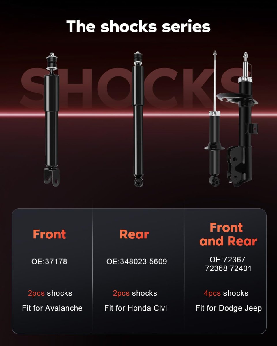 Front Shock Absorbers For Chevrolet Avalanche 1500 02-06 Suburban Tahoe Gmc Sierra 99-06 Yukon Xl 2 Pcs 344381 37178