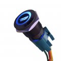 Esupport Black Shell 12v Momentary Car Vehicle Blue Led Light Push Button Stainless Steel Metal Switch Socket Plug Wire 19mm