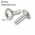 Uxcell Machine Screws M4x12mm Phillips Screw 304 Stainless Steel Fasteners Bolts 30pcs