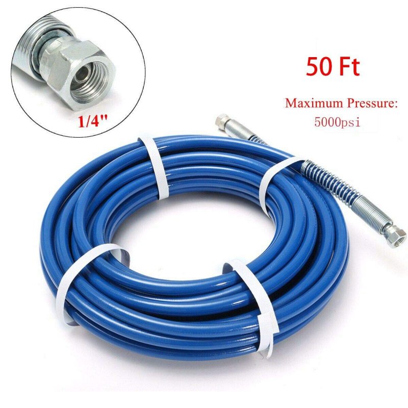 High Pressure Airless Paint Spray Hose 4000psi 1 4 In Internal Bore 50 Ft Blue Fiber Tube