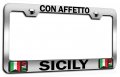 Con Affetto Sicily Italian Italy Chrome Metal License Plate Frame Tag Holder N6 