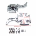 Httmt Mt252-003 Ttt001- Maltese Cross Emblem Flame Style Motorbike Chromed Billet Custom Running Acrylic Mirrors Universal