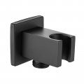 Heyalan Handheld Shower Wand Holder Connecting Hose And Water Pipe Brass Hand Wall Mount Bracket Supply Elbow Matte Black 