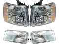 Headlight And Fog Light Kit 4 Piece For 2007-2013 Chevy Silverado 1500 