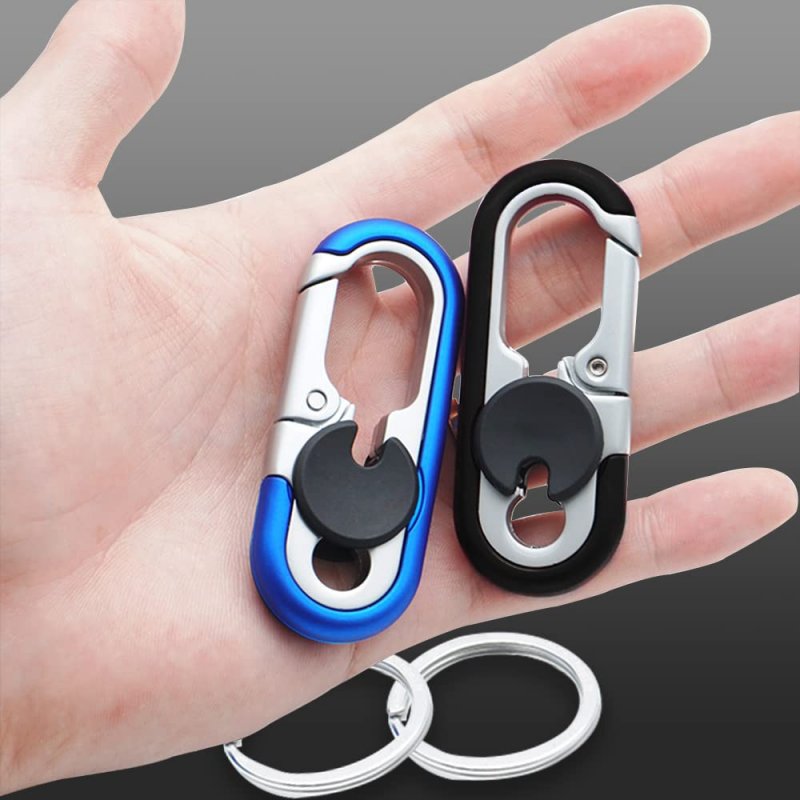 Heavy Duty Metal Car Keychain Anti Loss Key Fob Holder With Double Keyrings And Rotating Disk Zinc Alloy Stainless Steel Black