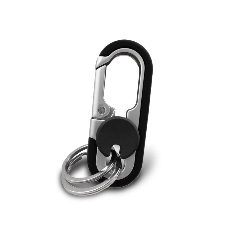Heavy Duty Metal Car Keychain Anti Loss Key Fob Holder With Double Keyrings And Rotating Disk Zinc Alloy Stainless Steel Black