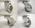 3 X 1-1 4 Swivel Caster With Brake Thermoplastic Soft Rubber Non-marking Wheel 