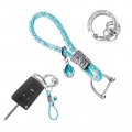 Ziciner Bling Crystal Car Keychains For Women Girls Chain Glitter Ring Universal B-ling Key Accessories Light Blue 