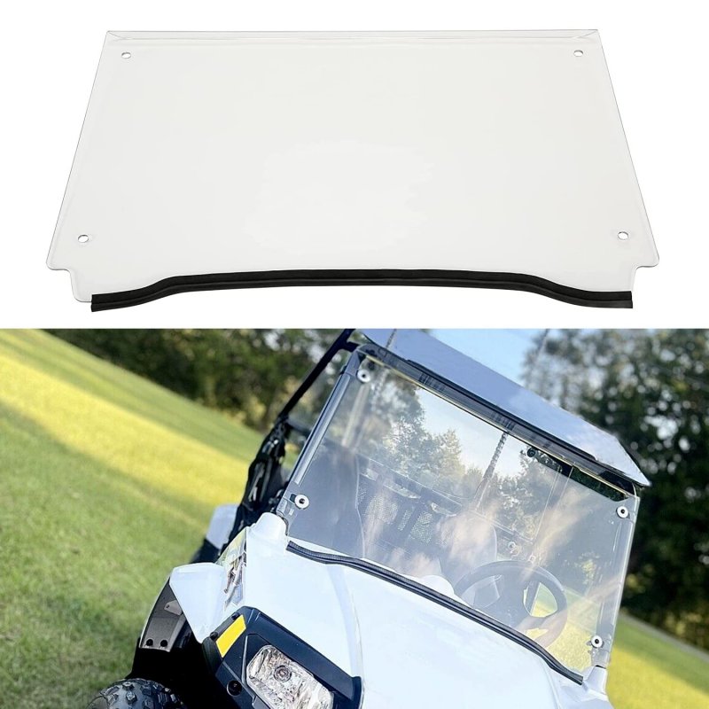 Hecasa Scratch Resistant Windshield For 2009-2021 Polaris Rzr 170 Front Full Clear Flip Windscreen