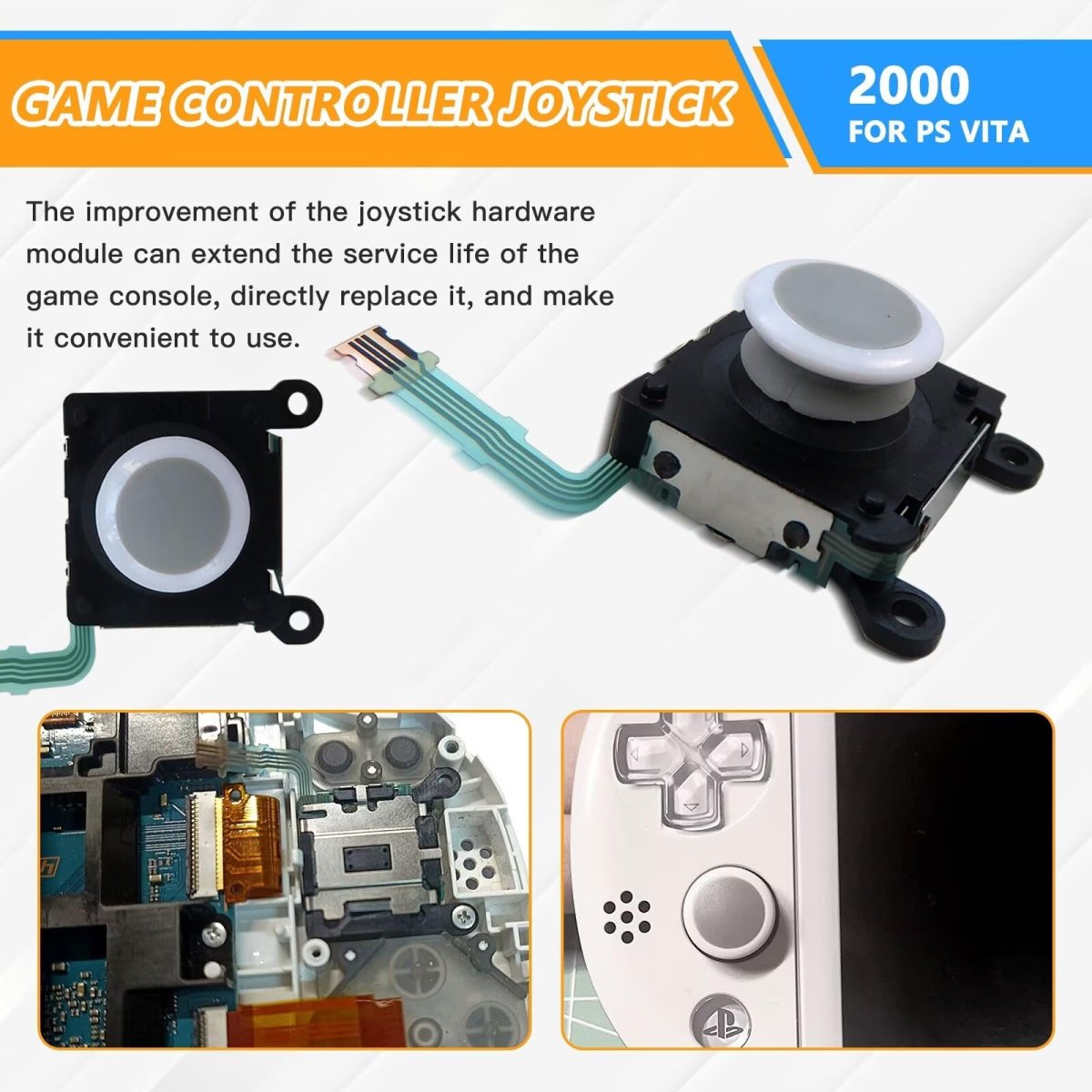 1x Left Right Analog Joystick Rocker Control Pad Stick Upgrade For Ps Vita 2000 2001 -white