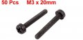 Uxcell M3 X 20mm Nylon Phillips Cross Pan Head Machine Screws Black 50 Pcs