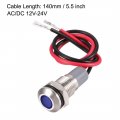 Uxcell Signal Indicator Lights Ac Dc 12v-24v 8mm Panel Mount Blue Led Waterproof Metal Shell Warning Lamps For Car Motorcycles