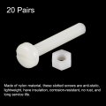 Uxcell 20 Pairs Nylon Screw Nut Assortment M6x40mm Slotted Pan Head Screws M6 Hex Nuts For Machinery Electronics White