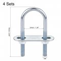 Uxcell Round U-bolts 4 Sets 1 34 34mm Inner Width 75mm Length Steel M6 With Nut Plate Washer