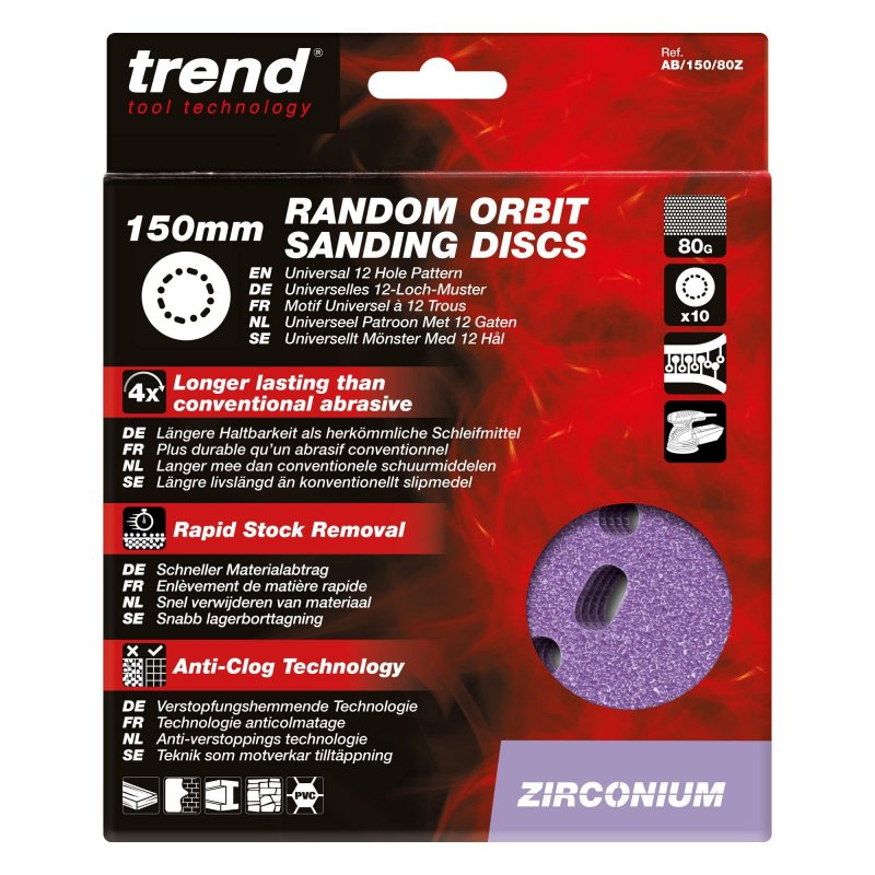 Zirconium 6 In Random Orbit 80 Grit Abrasive Sanding Discs Ab 150 80z Pack Of 10 Universal Fit Hook And Loop For Wood Metal