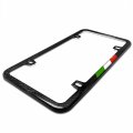 Ipick Image Slim Real Black Carbon Fiber Italy Flag In Sports Stripe License Plate Frame