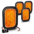 True Mods 4pc Amber 5 X 3 Rectangular Led Trailer Tail Light Kit Dot Fmvss 108 Sae I6 P2 Grommets Plugs Submersible Stop Turn 