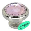 Cosmas 5317sn-p Satin Nickel Cabinet Hardware Round Knob With Pink Glass 1-1 4 Diameter 20 Pack 