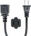 Toptekits Polarized Us 2-prong Male-female Extension Power Cord 5ft 1 5m Nema-15p To 1-15r Cable Usa Outlet Saver 1 Straight