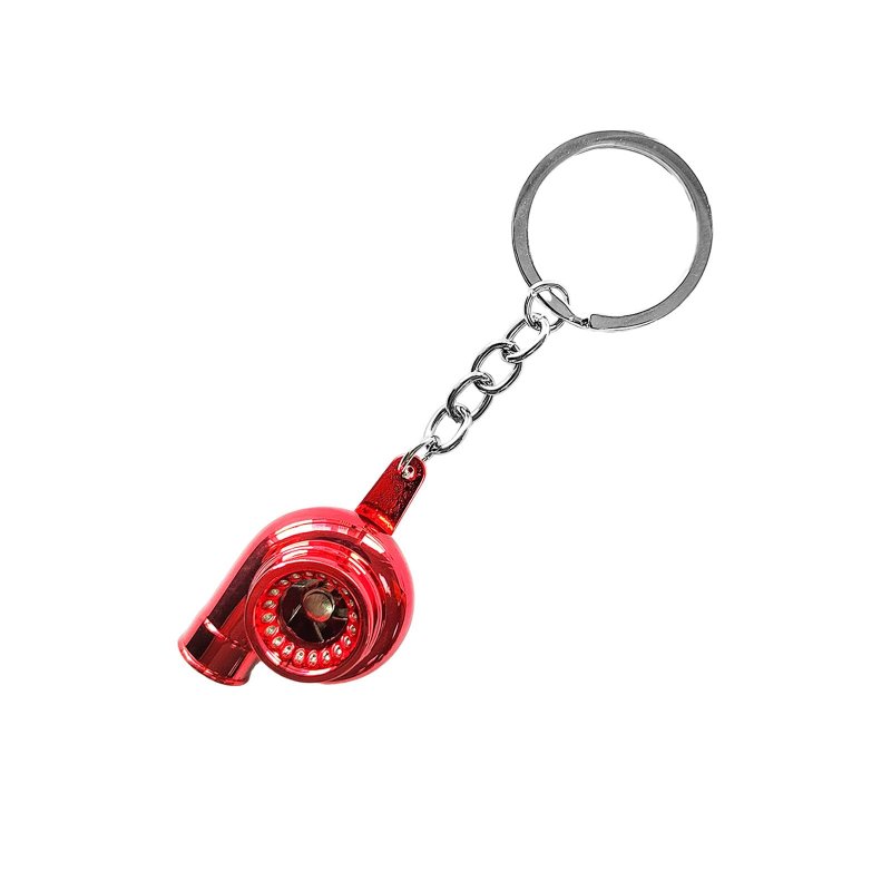 Augeny Car Turbo Keychain Creative Charming Polishedcharger Chain Mini Auto Turbo Key Ring Part Decoration Small-red