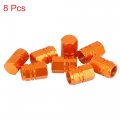 X Autohaux 8pcs Orange Tire Stem Valve Caps Wheel Covers Car Dustproof Hexagon Shape Aluminium Alloy Cap