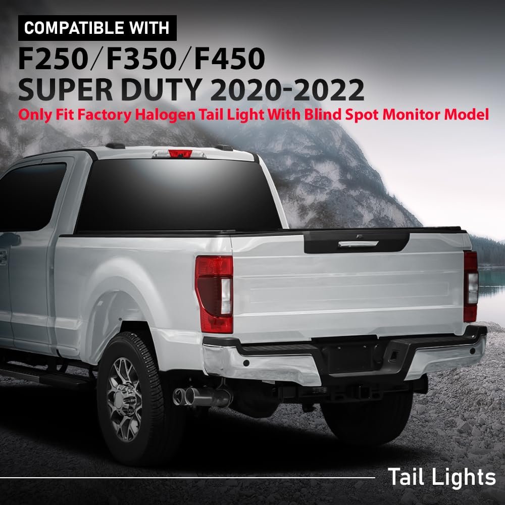 Rear Left Tail Light Assembly Ford F250 F350 F450 Super Duty 2020 2021 2022 Driver Side Red Lens For Factory Halogen With Blind