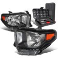 Auto Dynasty Black Housing Amber Corner Front Driving Headlight Head Lamps Tool Kit For Tundra 14-20 