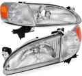 Headlights For 1998 1999 2000 Toyota Corolla Pair Headlight Assembly Chrome Housing Amber Reflector 81510-02040