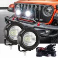 Auxbeam 3 5in 50w Round Led Offroad Light 5000lm Driving Pod Super Bright With Wiring Harness Kit White Spot Flood Combo For 