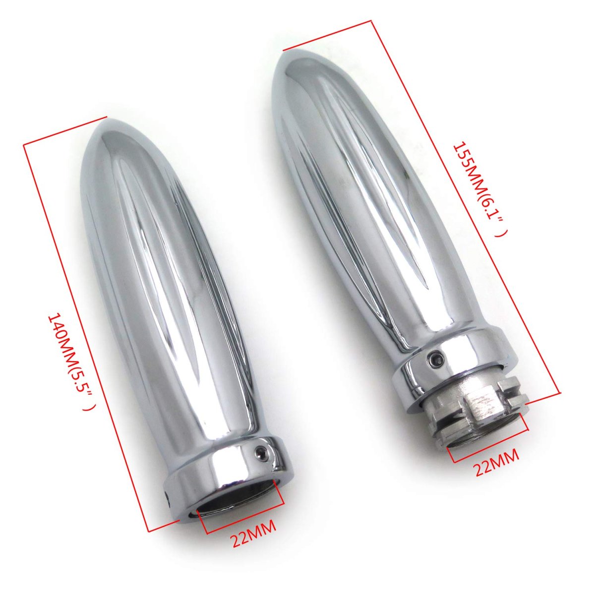 Bullet Shape 7 8 In Hand Grips For Motorcycles Chrome Billet Aluminum Handlebar Cbr Ninja Gsxr Fzr Yzf And Other Handlebars