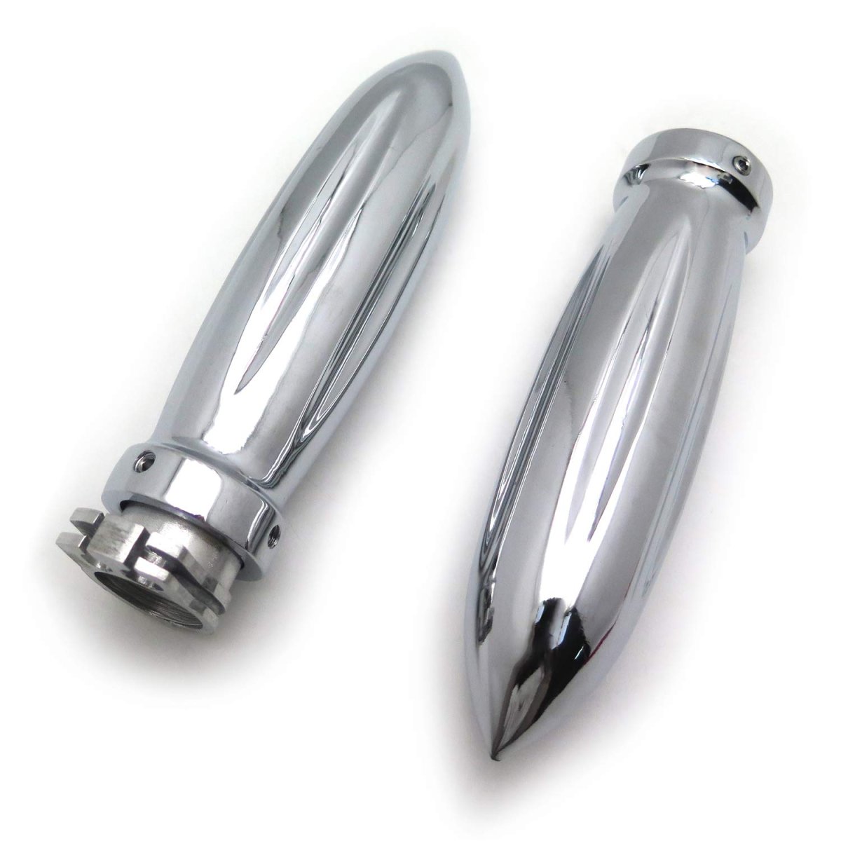 Bullet Shape 7 8 In Hand Grips For Motorcycles Chrome Billet Aluminum Handlebar Cbr Ninja Gsxr Fzr Yzf And Other Handlebars