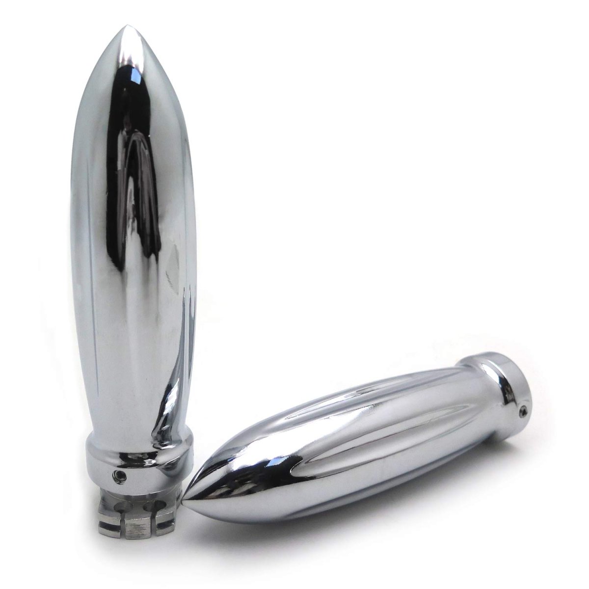 Bullet Shape 7 8 In Hand Grips For Motorcycles Chrome Billet Aluminum Handlebar Cbr Ninja Gsxr Fzr Yzf And Other Handlebars