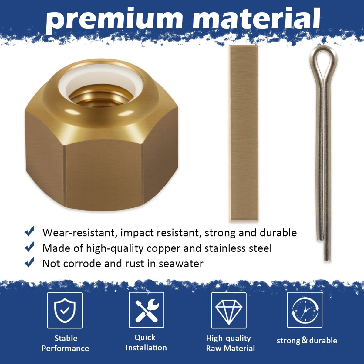 5008 Prop Nut Kit Brass For 1 In Or 125 Shafts With Key And Cotter Pin Mastercraft Nautique Moomba Tige Centurion Supra Correct
