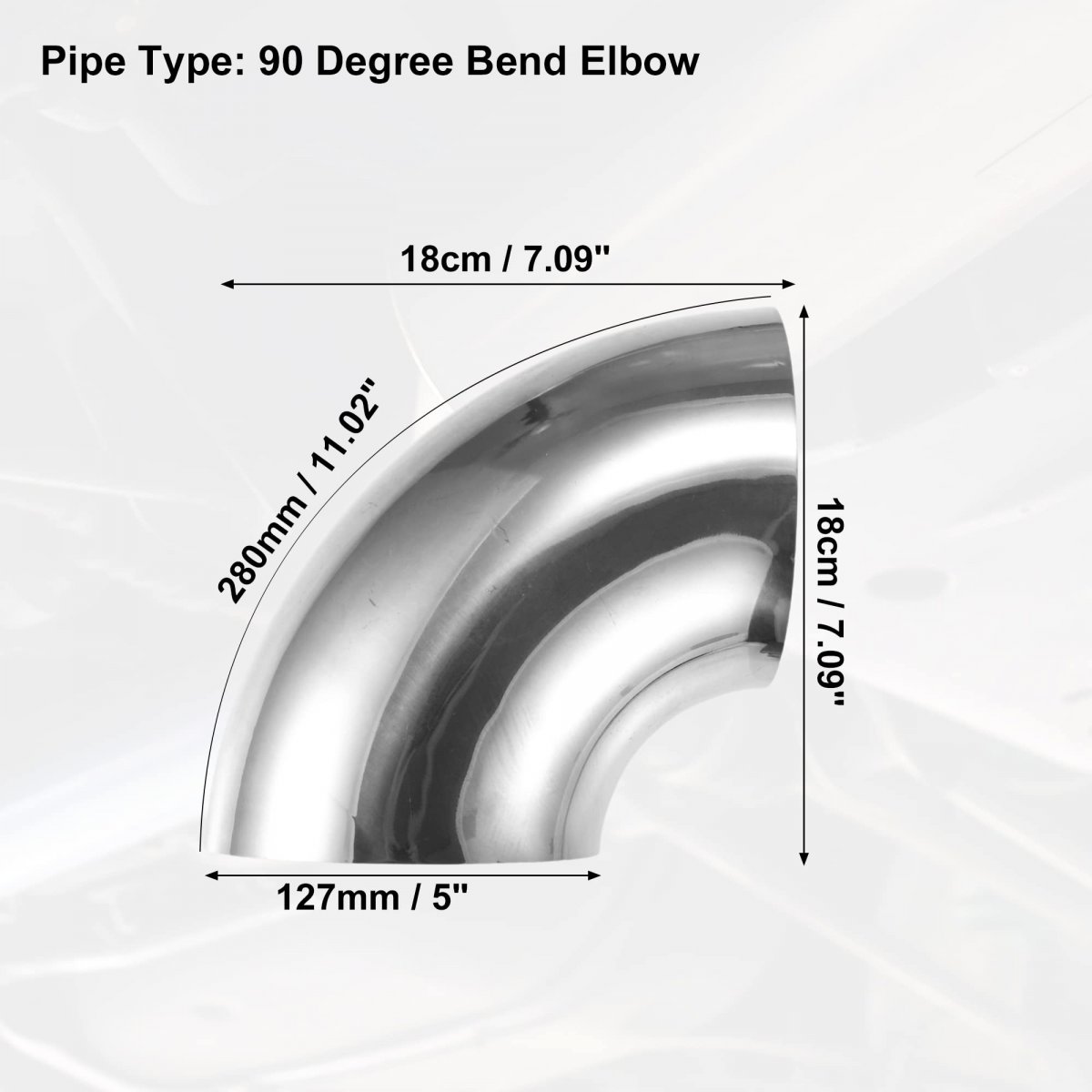 2 Pcs Od 5 Inch 90 Degree Mandrel Bend Elbow Ss304 Stainless Steel Tube Exhaust Pipe For Car Modified System Piping Silver Tone