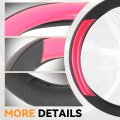 14 1 2 To 15 Inches Microfiber Leather Steering Wheel Cover Stylish Car Protector With Black Red Contrast Stitching Anti-slip