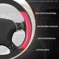 14 1 2 To 15 Inches Microfiber Leather Steering Wheel Cover Stylish Car Protector With Black Red Contrast Stitching Anti-slip