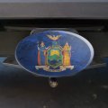 Rustic Distressed New York State Flag Oval Tow Trailer Hitch Cover Plug Insert