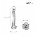 Uxcell Phillips Hex Washer Self Tapping Screws M5 X 30mm 304 Stainless Steel Flange Sheet Metal Screw 50pcs