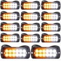 14 Pack 12 Led Strobe Lights For Trucks Surface Mount Emergency Lamps Vehicles Amber And White 12-24v Grille Head Safety 