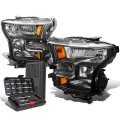 Black Housing Amber Corner Headlgiht Lamps Tool Kit Compatible With Ford F-150 15-17