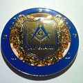Delux Heavy Alloy Af Am Masons Cut Out Golden And Blue Auto Emblem