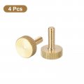 Uxcell M4x12mm Knurled Thumb Screws 4pcs Flat Head Fully Threaded Brass Bolts Grip Knobs Fasteners