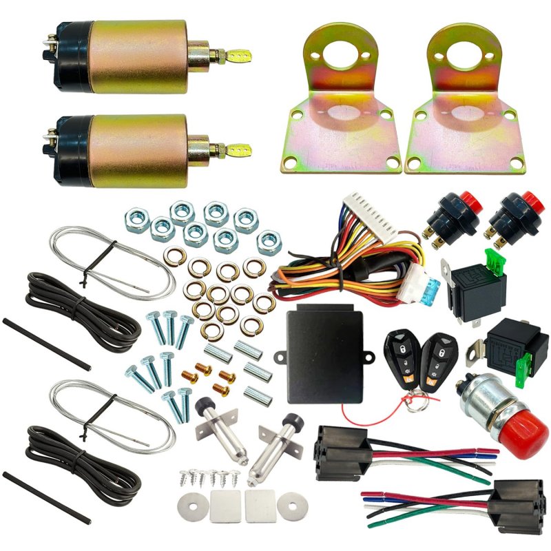 Two Door Shaved Handle Kit With 100lb Poppers Trunk Popper And Keyless Entry Remote Control System 5 Pin 12v Relay Fuse Switch
