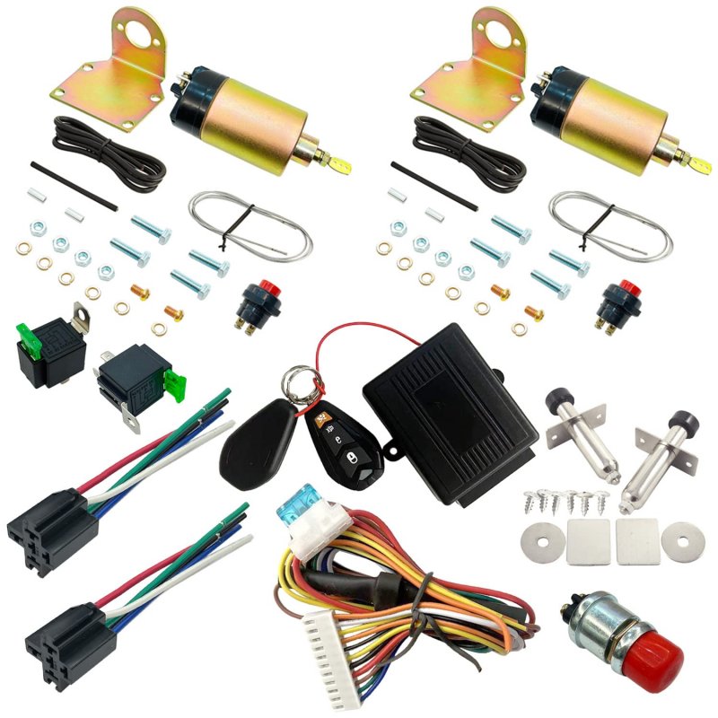 Two Door Shaved Handle Kit With 100lb Poppers Trunk Popper And Keyless Entry Remote Control System 5 Pin 12v Relay Fuse Switch