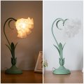 Table Lamp Flower Shaped Atmosphere Night Light Green Led Desk Fixture For Bedside Living Room End Dining Tabletop Decoration 