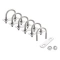 6 Set 17 16 Inner Wide Round U Bolts 1-7 8 Length 304 Stainless Steel U-bolts With Flange Hexagon Nuts Frame Plates For Trailer 
