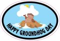 Stickertalk Oval Happy Groundhog Day Vinyl Sticker 3 Inches By 2 