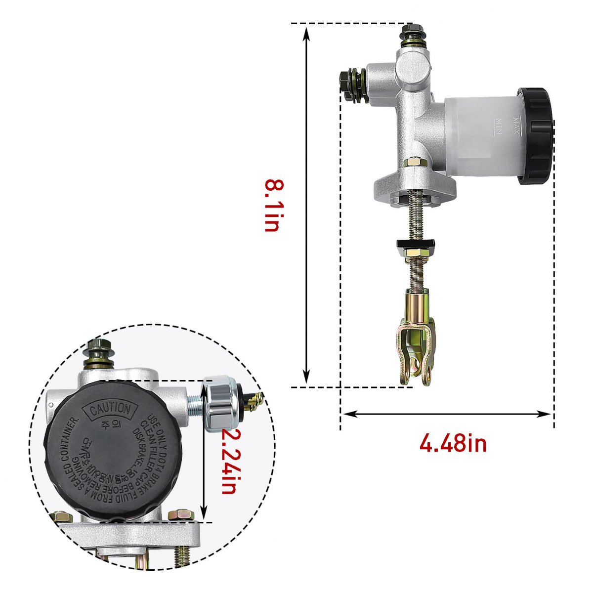 Cyleto Hydraulic Brake Master Cylinder Fit For 90cc 110cc 125cc 150cc 200cc 250cc Go Kart Buggy Sunl Atv Kandi Roketa Kazuma