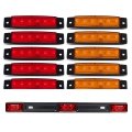 Partsam Led Trailer Lights Kit 10pcs 3 8 6 Thin Side Marker Indicators 14 17 Truck Id Light Bar 9led 3-lamp Red Clearance 